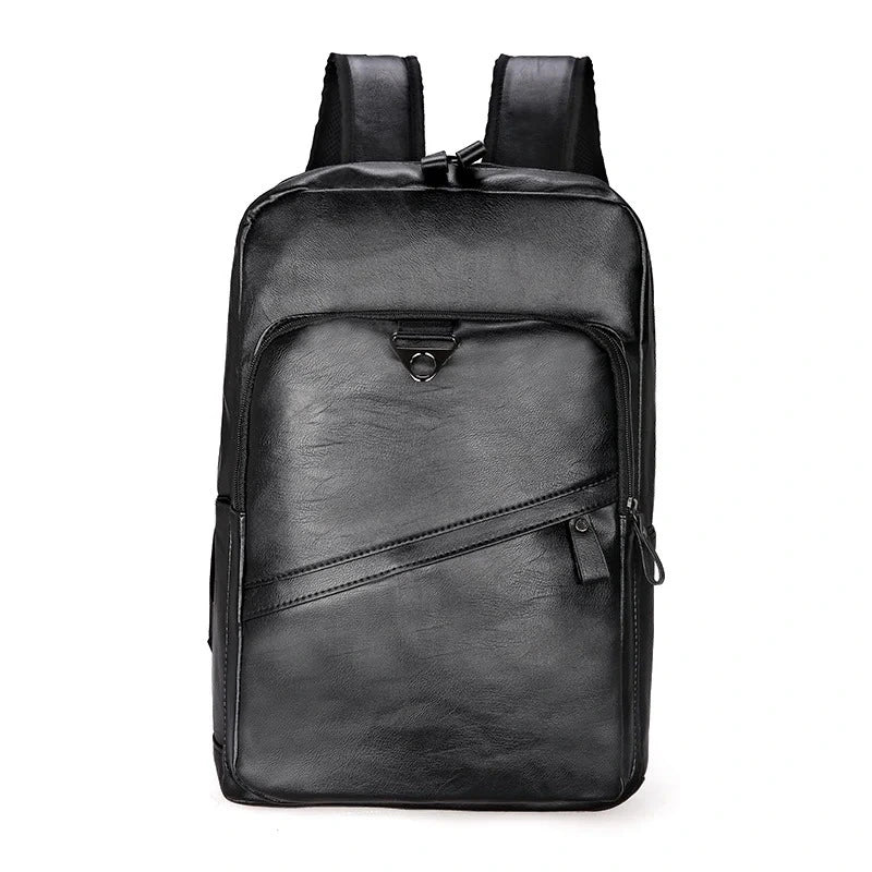 Sac à dos ville homme noir élégant avec grande poche avant zippée, parfait pour un usage professionnel ou urbain.